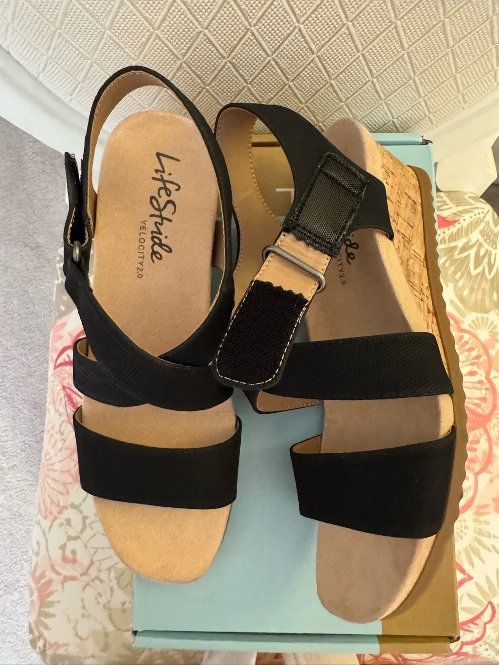Life Stride Black Women’s Crisscross Slingback Sandals NWOT